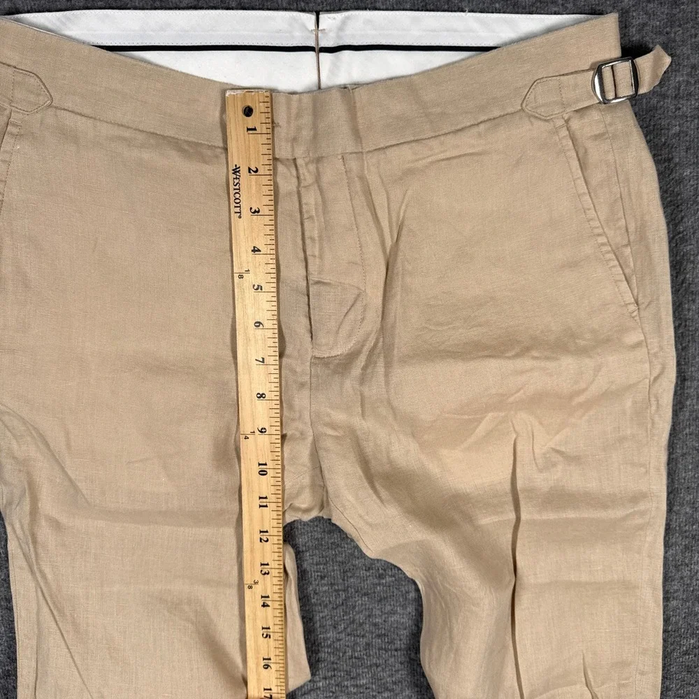 Quince Pants Mens 30x32 Driftwood Beige 100% European Linen Dress Side Tabs